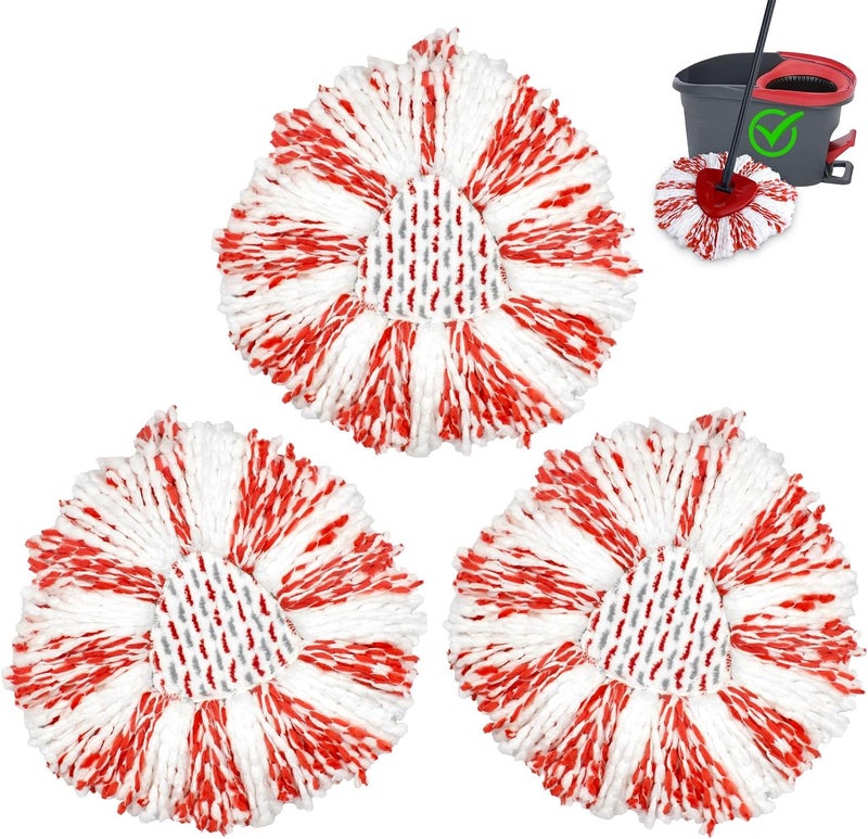 GFRED 3 Pack Upgraded Deep Clean Refill Compatible with O Ceda EasyWring Spin Mop & Bucket System Microfiber Mop Heads Refill for Oceda Easywring 1 Tank Spin Mop System, 40% More Cleaning Power, Scrub Pad - Image 1